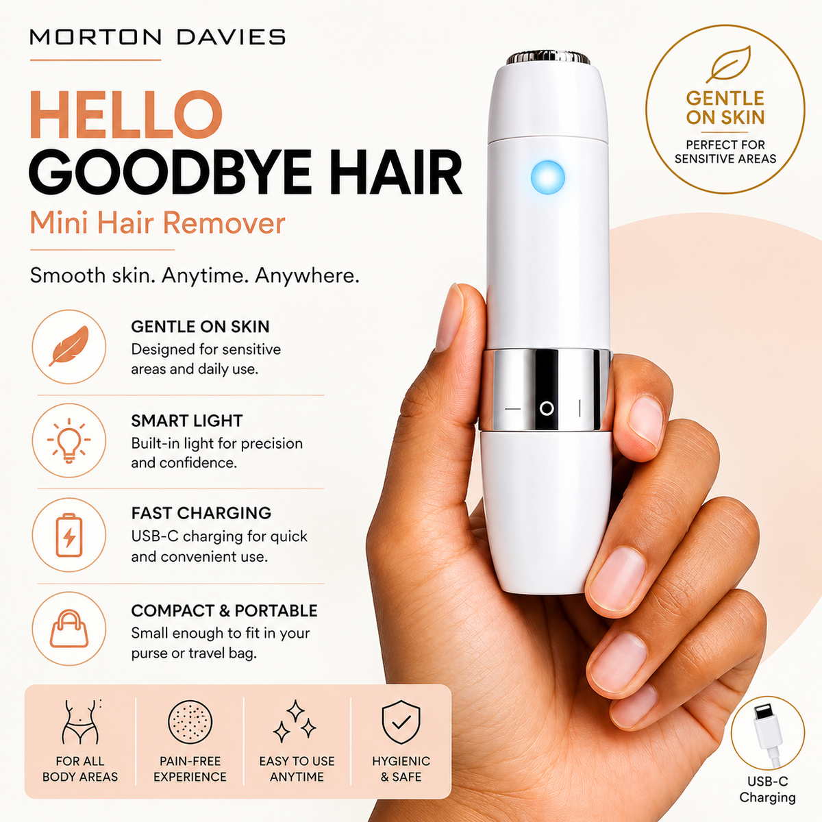 Face Mini Hair Remover FS1000 Cordless for Women Cordless Epilator (White)